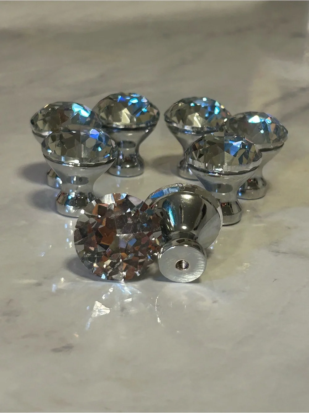 Crystal Facet Cabinet Knobs - Set of 8